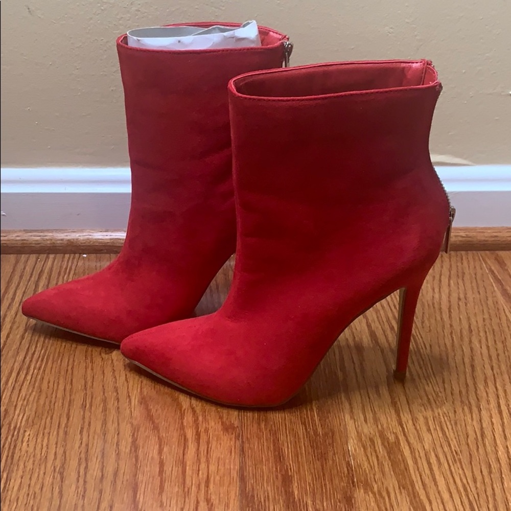 Red High Heel Booties- Size 9